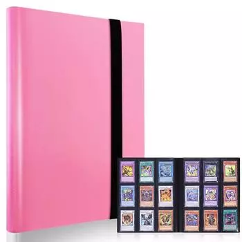 Картотека Папка-наклейка Папка-наклейка 9 карманов Вмещает 360 карт Обложка из полипропиленового материала Эластичный бинт Переплет Листы карт Коллекционируйте другие игровые карты (9 розовый