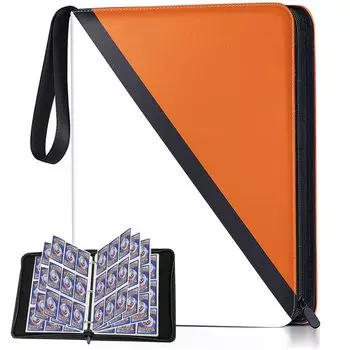 Картотека с 9 карманами вмещает 900 карточек, чехол для хранения карточек Pokemon, коллекционная картотека Pokemon, папка для карточек Pokemon, держатель для карточек Pokemon оранжевый