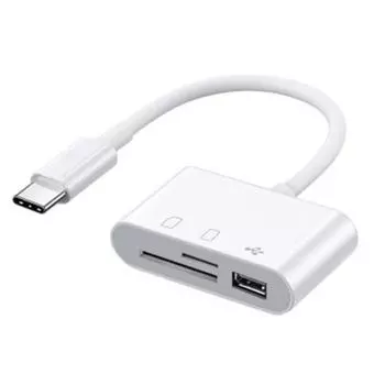 Картридер 3-в-1 для мобильного телефона, планшета, подключаемый кабелем Type-C с USB SD TF