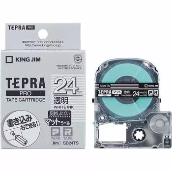 Картридж с матовой этикеткой King Jim Tepra PRO с буквами 24 мм 8 м SB24TS [подлинный] прозрачный/белый