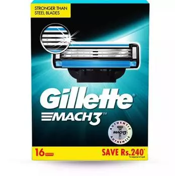 Картриджи для бритья Gillette Mach3 с 3 лезвиями(Пакет из 16)