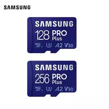 Карты памяти Samsung PRO Plus 160 МБ/с, чтение, 120 МБ/с, скорость записи, класс 10/U3, 4K UHD 128GB
