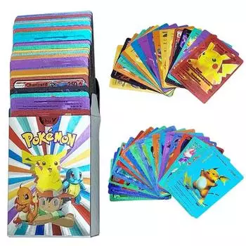 Карты с покемонами, металлические, золотые, серебряные, английские Vmax GX, энергетические карты, Чаризард Пикачу, редкая коллекция, боевой тренер, подарок для мальчиков