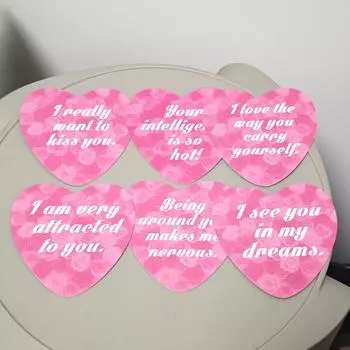 Карты с признанием в любви 55 шт. Карты-оракулы в форме сердца для влюбленных со значениями на них 8,5*8,5 см