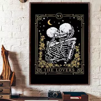 Карты Таро Плакат Череп Любовь Карты Таро Холст Картина Настенная картина Искусство и принты, посвященные любителям Таро Подарок на годовщину 21cm30cm No Frame