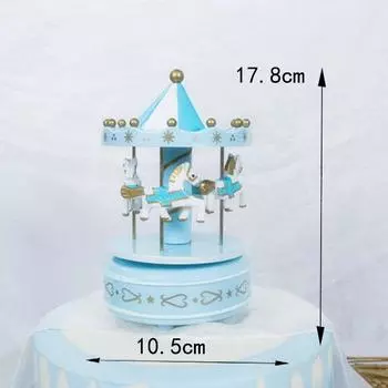Карусель Музыкальная шкатулка - Классический заводной механизм с очаровательными мелодиями, Идеально подходит для коллекционеров и в качестве подарка синий