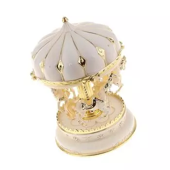 Карусель Музыкальная Шкатулка Крутящиеся Лошади Романтическая Свадьба День Рождения Рождественский Подарок Бежевый розовый