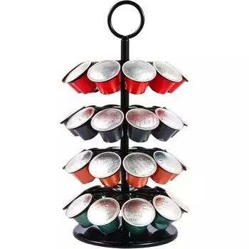 Карусельный держатель для кофейных капсул, совместимый с 40 капсулами Nespresso, вращается на 360 градусов (Несовместимо с Keurig и Vertuo) чёрный