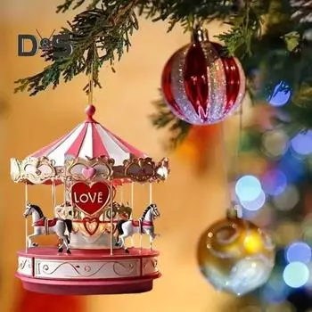 Карусель Рождественское Украшение 2D Плоский Акриловый Подвесной Карусель Подвесное Украшение Рождественской Елки для Домашнего Декора розовый