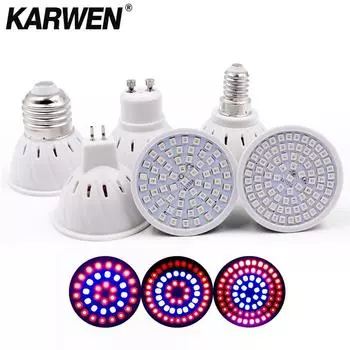 KARWEN LED Grow Light 36 54 72 светодиода E27/GU10/MR16 220 В Фитолампа Полный спектр LED Grow Light E27 Светодиодные лампы для выращивания растений 36LEDs