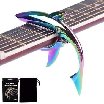 KASELIN One Touch Shark Shape Pick Guitar Capo Capo для электрогитары Capo для укулеле Capo для гитары Высококачественный цинковый сплав Крепко держит струны (красочный)