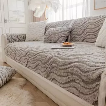 Кашемировая кремовая диванная подушка с кроликом, зимняя утолщенная термонескользящая подушка, простой тканевый чехол в зимнем стиле 70X70