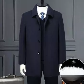 Кашемировая куртка мужская осенне-зимняя шерстяная куртка со съемным пуховиком, утепленное пальто 165
