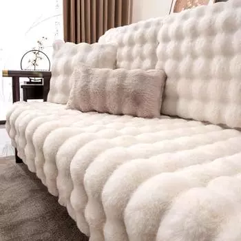Кашемировая подушка для дивана с кроликом, зимний нескользящий коврик, чехол для сиденья, утолщенный китайский плюшевый чехол из цельного дерева 70*70cm