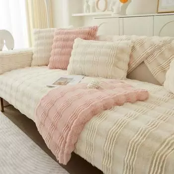 Кашемировая зимняя плюшевая подушка для дивана с кроликом, утолщенная подушка, простая современная полностью покрытая ткань 70*70cm