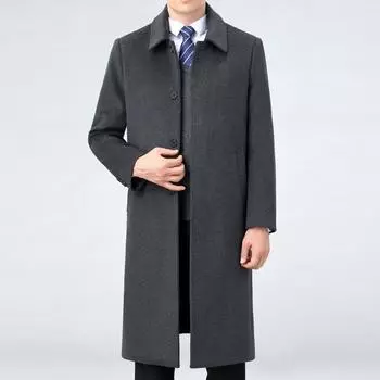 Кашемировое пальто для мужчин, шерстяное пальто для людей среднего возраста, зимняя шерстяная ветровка длиной до колена, высококачественный толстый теплый верх 170