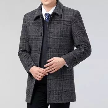 Кашемировое пальто мужское средней длины зимнее шерстяное шерстяное с лацканами толстое верхнее пуховое пальто для папы среднего возраста 170
