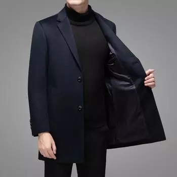 Кашемировое шерстяное пальто средней длины с воротником для костюма, новое осенне-зимнее двухстороннее шерстяное пальто, мужское кашемировое пальто M