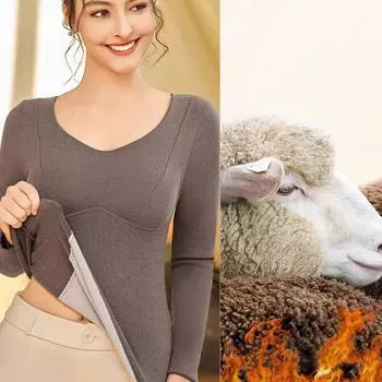 Кашемировое термобелье женское с подкладкой утолщенное зимнее с нагрудными вкладышами нижняя рубашка без отметин большой размер XL белый