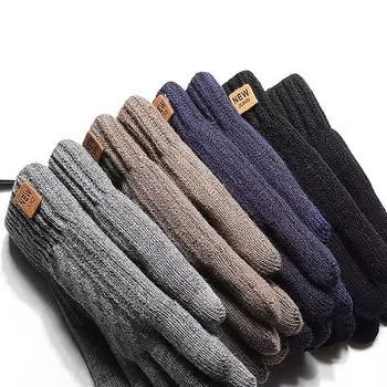Кашемировые перчатки зимние теплые варежки с пятью пальцами сенсорные мужские перчатки для катания на лыжах велоспорта мотоцикла холодостойкие перчатки для пальцев чёрный