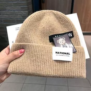 Кашемировые шапки Зимние шапки Теплые шапки-дыни Шапки-бини Шапка-бини One size