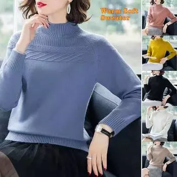 Кашемировые свитера для женщин, свободные, однотонные, осень-зима-весна, шерстяные, теплые, женские, свитера, повседневные, с длинным рукавом, полуводолазка, вязаный свитер XXXL белый