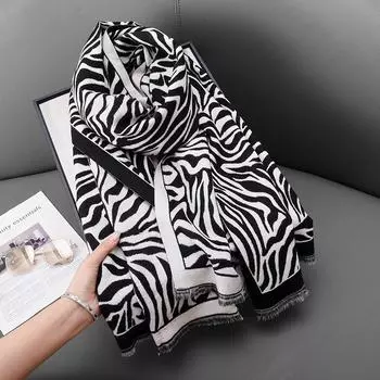 Кашемировый индивидуальный дизайн, жаккардовый шарф с узором «зебра», японская и корейская женская мода и элегантность, темпераментная внешняя шаль 67*185