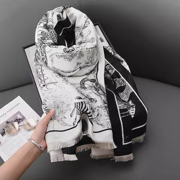 Кашемировый нишевый модный шарф с принтом в африканском стиле для женщин, модный теплый шарф для осени и зимы 67*185