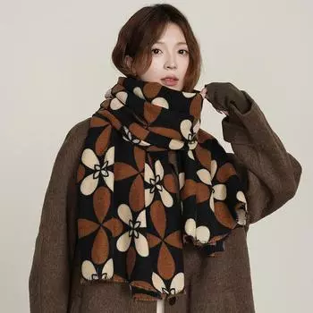 Кашемировый ретро-британский шарф с бахромой и четырьмя листочками клевера, женский осенне-зимний утолщенный модный теплый шарф 70-180CM