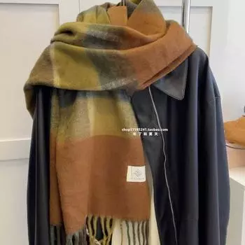 Кашемировый шарф на замену плоскому! Высококачественный клетчатый шарф в тон, теплая и утолщенная зимняя шаль, для пар мужчин и женщин