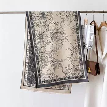 Кашемировый шарф женский зимний классический клетчатый утолщенный студенческий длинный платок женский с цветочным принтом накидки на шею утолщенный теплый плед шарфы 66X186cm