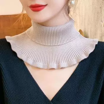 Кашемировый шейный платок для мужчин и женщин, эластичный шейный платок, теплый шерстяной вязаный шарф, высокий воротник, защита шеи, повязка на голову, шарф темно-серого