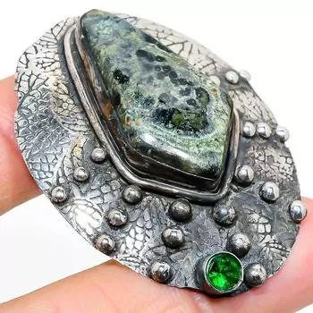 Кашмир Руби(Смоделированный), Подвеска из драгоценного камня диопсид ручной работы 2,01 дюйма Y1E19