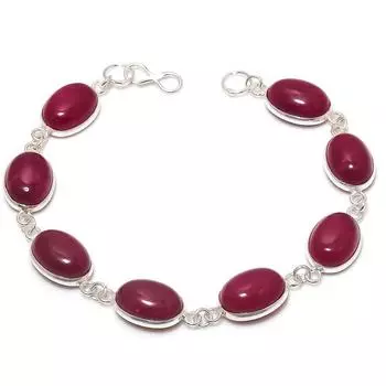 Кашмир Руби(Смоделированный) Рождественский подарочный браслет ручной работы с драгоценными камнями 7-8 дюймов k4w34