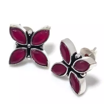 Кашмир Руби(Смоделированный) Рождественский подарок с драгоценными камнями, серьги 0,99 V9Q60