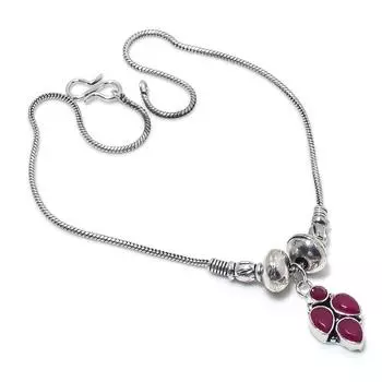 Кашмир Руби(Смоделированный) Рождественский подарок с драгоценными камнями ручной работы, ожерелье 18 дюймов N0y68