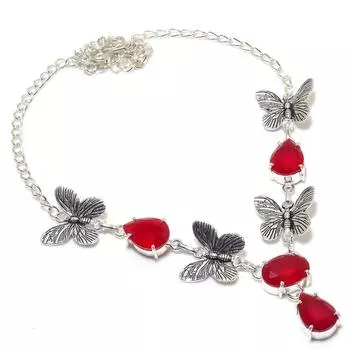 Кашмир Руби(Смоделированный) Рождественский подарок с драгоценными камнями, колье ручной работы, 18 дюймов, r7r79