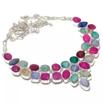 Кашмир Рубин, Изумруд(Смоделированный) Подарочное ювелирное украшение ручной работы, ожерелье 18 дюймов j2r59