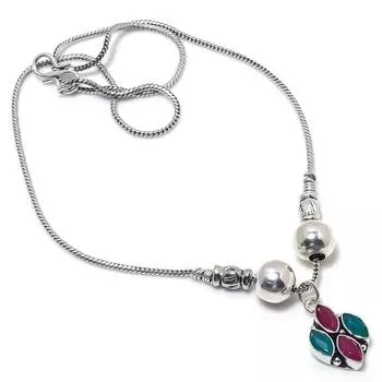 Кашмирский рубин, изумруд натуральный драгоценный камень подарочное ожерелье ручной работы 18 дюймов O8i35