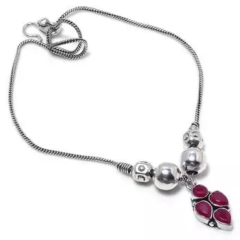 Kashmir Ruby Natural Gemstone Handmade Christmas Gift Necklace 18 N4y26