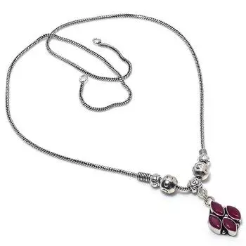 Kashmir Ruby Natural Gemstone Handmade Christmas Gift Necklace 18 k9i09
