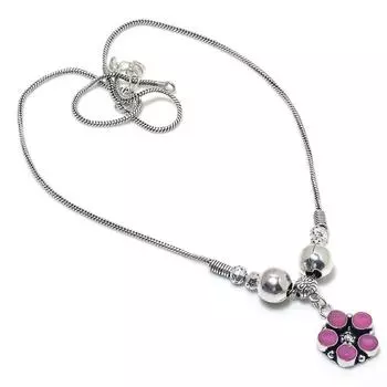 Kashmir Ruby Natural Gemstone Handmade Christmas Gift Necklace 18 C4Q36