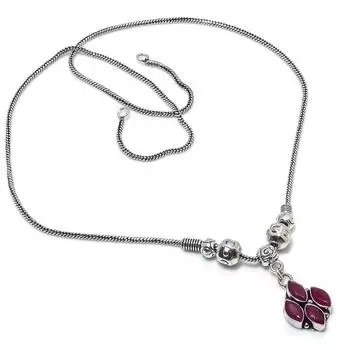 Kashmir Ruby Natural Gemstone Handmade Christmas Gift Necklace 18 f3s60