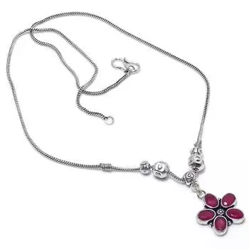 Kashmir Ruby Natural Gemstone Handmade Christmas Gift Necklace 18 D5g58
