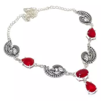 Kashmir Ruby Natural Gemstone Handmade Gift Jewelry Necklace 18 a8r58