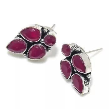 Kashmir Ruby(Simulated) Gemstone Christmas New Year Gift Jewelry Earring r7Q96