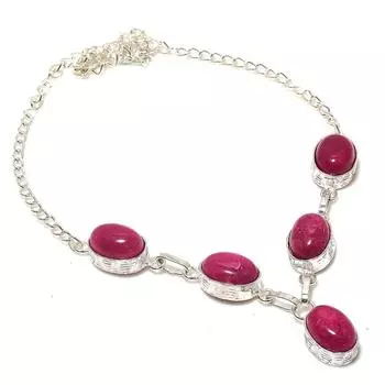 Kashmir Ruby(Simulated) Gemstone Handmade Gift Jewelry Necklace 18 g4Z28