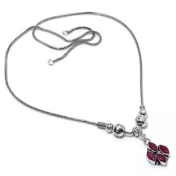 Kashmir Ruby(Simulated) Gemstone(Simulated) Gemstone Handmade Necklace 18 g4b60
