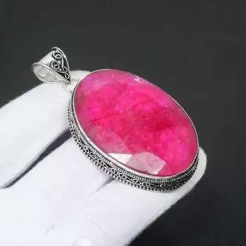 Кашмирский Рубин Драгоценный Камень Ручной Работы Стерлингового Серебра 925 Ювелирные Изделия Лаборатория Создана Драгоценный Камень Рубиновый Подвеска Подвеска Ручной Работы Для Подарков 2.17 розовый