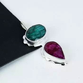 Кашмирский рубин, изум, серебряный кулон из стерлингового серебра 925 пробы - Дизайн ручной работы, Украшения на каждый день, Уникальные подарки-кулоны для мамы 2.75 зелёный